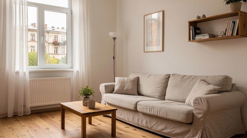 Interior of a managed one-bedroom rental apartment in Kyiv